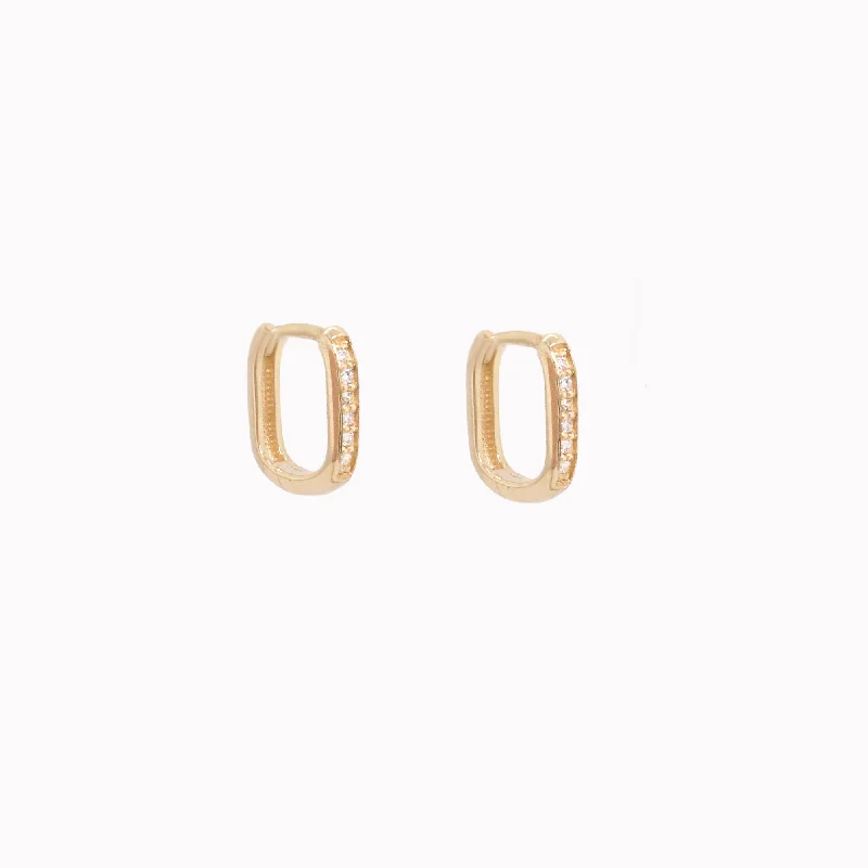 classic gemstone stud earrings Squared Diamond Huggies