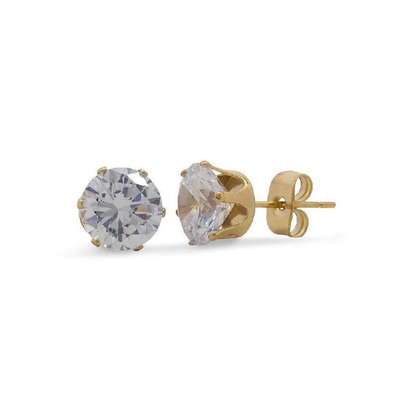 bold statement cuff bracelet Stainless Steel Clear Round Stud Earrings Gold Tone