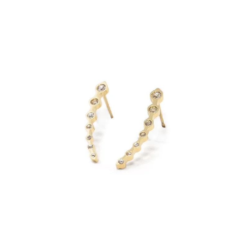diamond wedding band for women Stainless Steel Seven Stone Ear Climber Stud Gold Plated