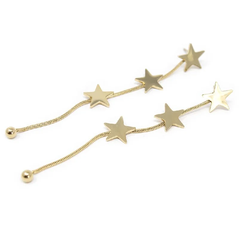 celestial star charm bracelet Stainless Steel Stars Post Drop Earrings Gold Plated