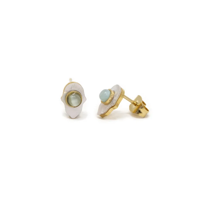 silver dragon claw ring Stainless St MOP Hamsa Hand Stud Earrings