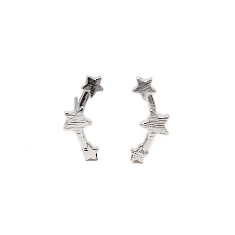 vintage-style filigree bracelet Stars Ear Climber Earrings Silver Tone