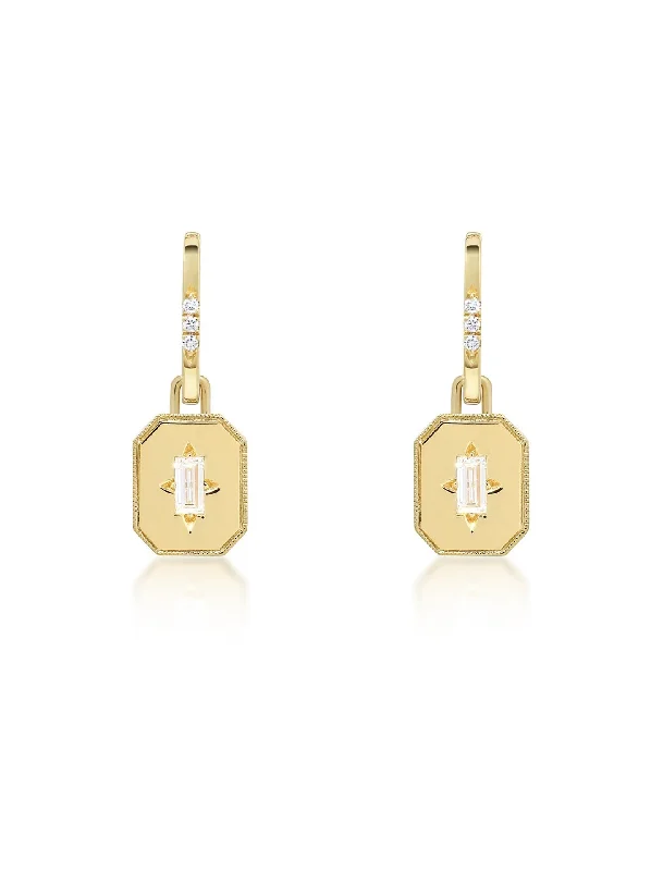 Spade Warisan Minor, 18K Yellow Gold + Diamond Pendant Drop Earrings