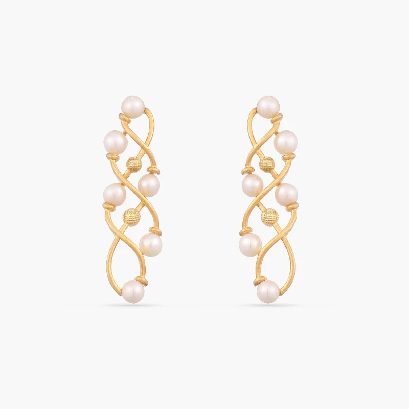 Statement Pearl Silver Earrings