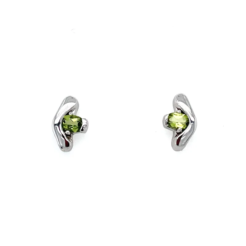 Sterling Silver and Peridot Free-Form Stud Earrings