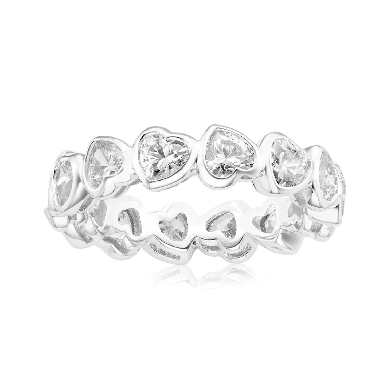 vintage diamond drop necklace Sterling Silver   Cubic Zirconia Connected Hearts Ring