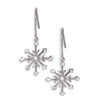 silver-plated bar necklace Sterling Silver CZ Snowflake Earrings