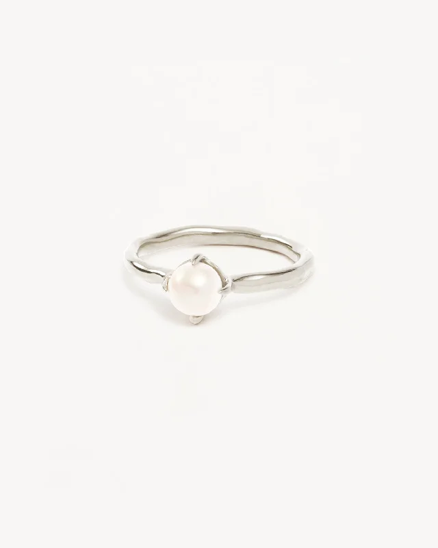 sleek black titanium ring Sterling Silver Endless Grace Pearl Ring