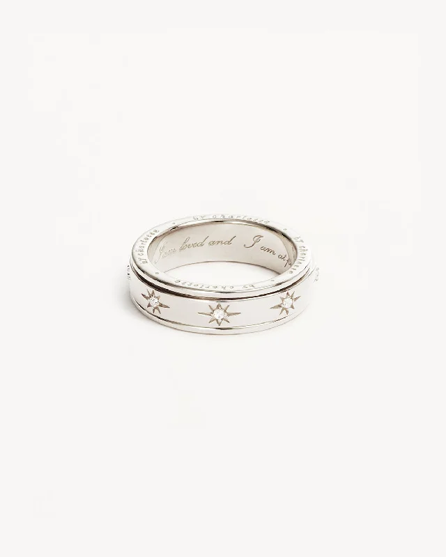 unique diamond stud earrings Sterling Silver I Am Loved Spinning Meditation Ring