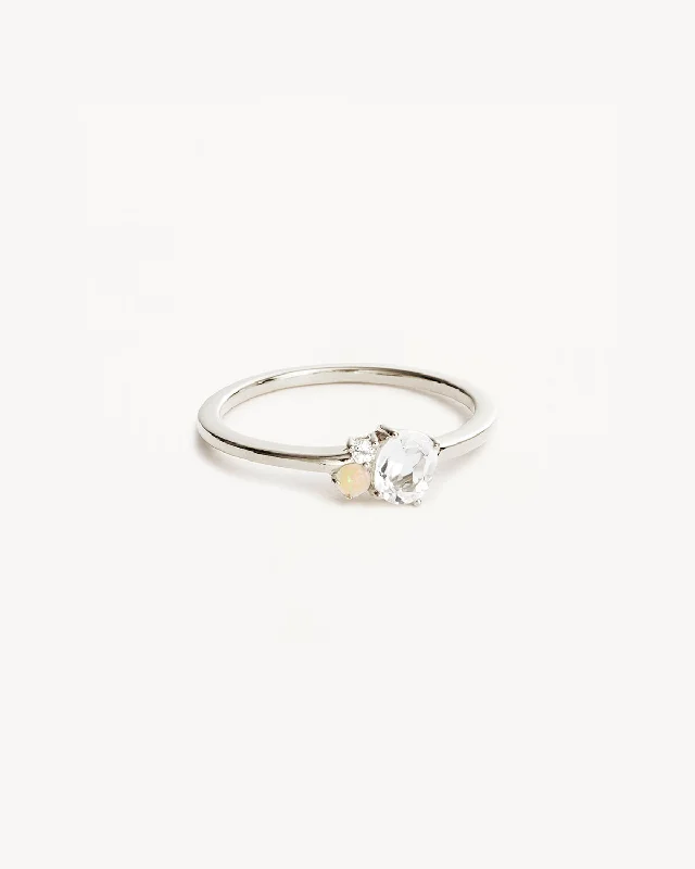 moissanite engagement ring affordable Sterling Silver Kindred Birthstone Ring - April