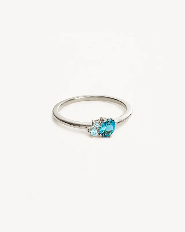 sapphire engagement ring halo Sterling Silver Kindred Birthstone Ring - December