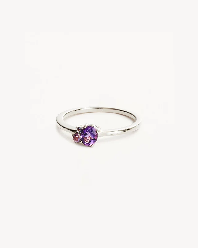 gold opal ring Sterling Silver Kindred Birthstone Ring - February