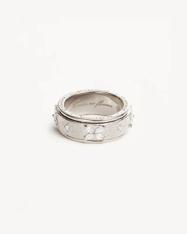 minimalist moonstone bracelet Sterling Silver No Rain, No Flowers Spinning Meditation Ring