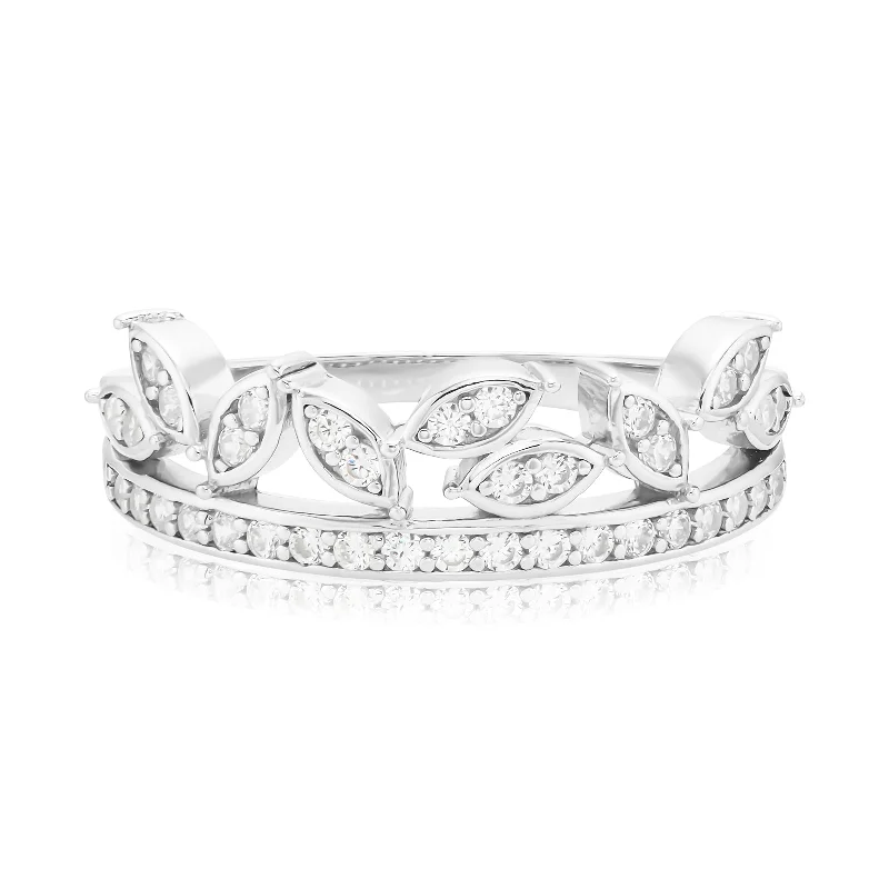 sapphire princess cut ring Sterling Silver Round Cut White Cubic Zirconia Rings