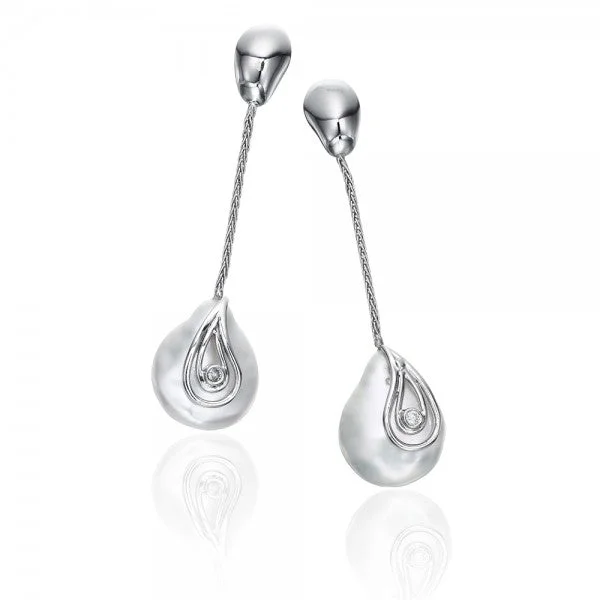 men’s hammered titanium ring Striking Freshwater Cultured Coin Pearl & Diamond White Gold Earrings