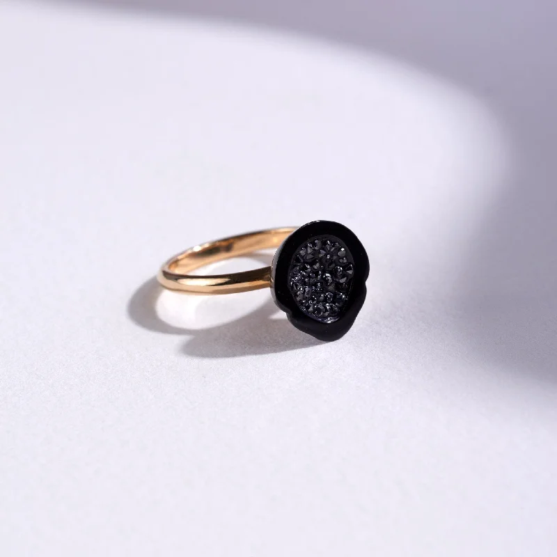 Tahitian Pearl Geode Ring with Black Diamonds