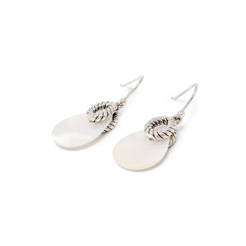 minimalist gemstone stud earrings Tear Drop Mother of Pearl Earrings Silver Tone