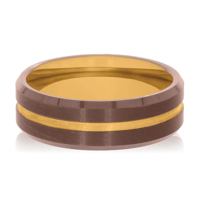 Tensity Tungsten  Bronze and Rose Gold Mens Ring