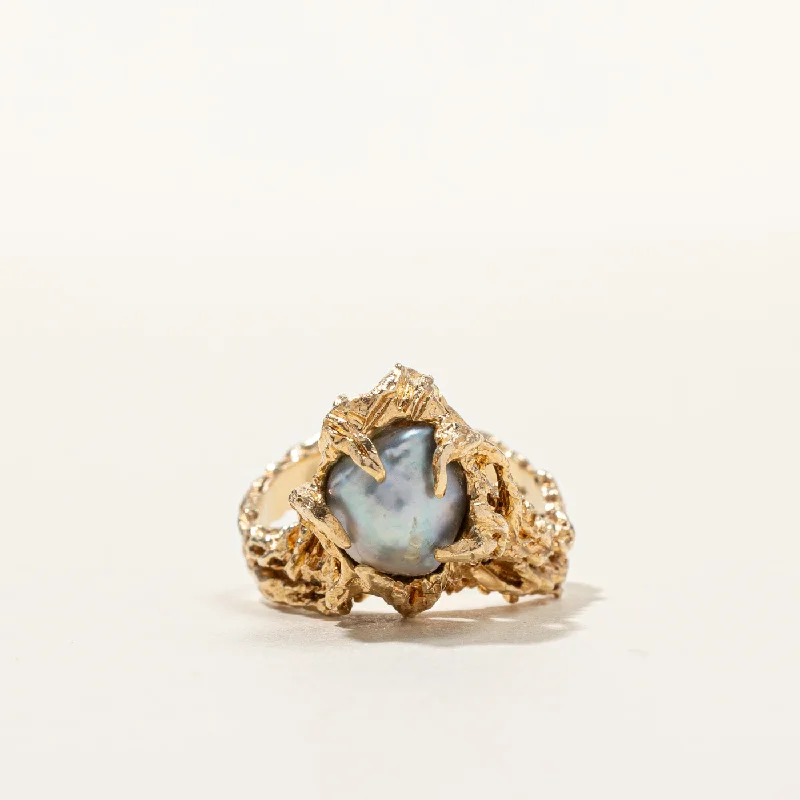 butterfly pendant necklace delicate Textured Baroque Pearl Ring | SZ 8 |