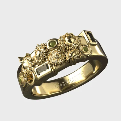 men’s black titanium ring The Arles Sunflowers - Gold Ring LC
