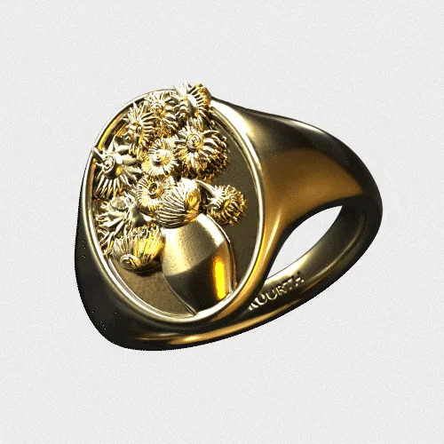 real diamond eternity band The Arles Sunflowers - Gold Seal Ring V2