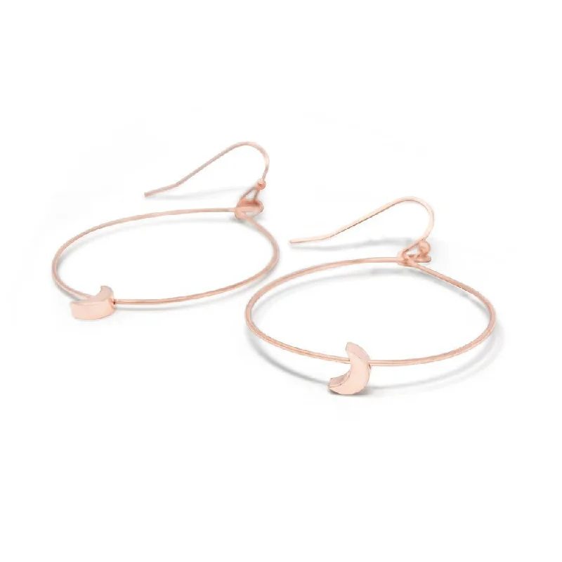 diamond halo engagement ring Thin Brass Hoop Crescent Rose Gold Plated