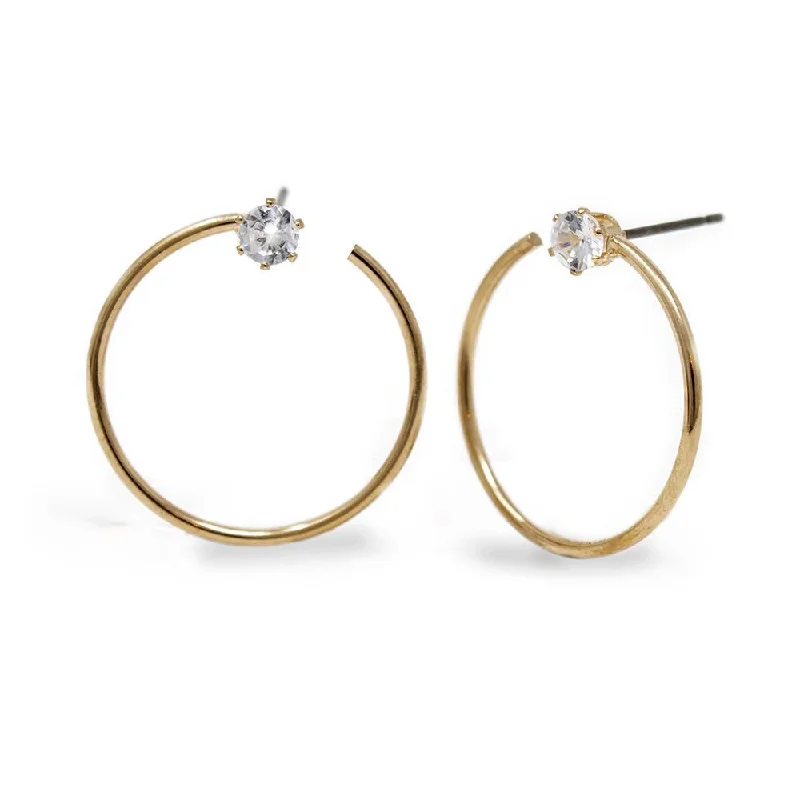 simple gold stacking rings Tiny CZ Hoop Stud Earrings Gold Tone