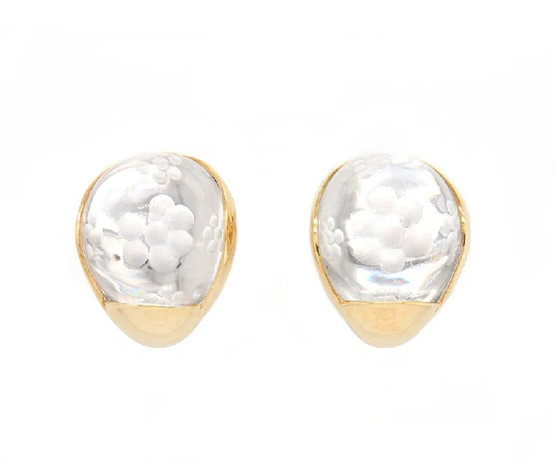minimalist silver stacking bangles Tito Pedrini Margherita Rock Crystal Clip On Earrings in 18K W/Box