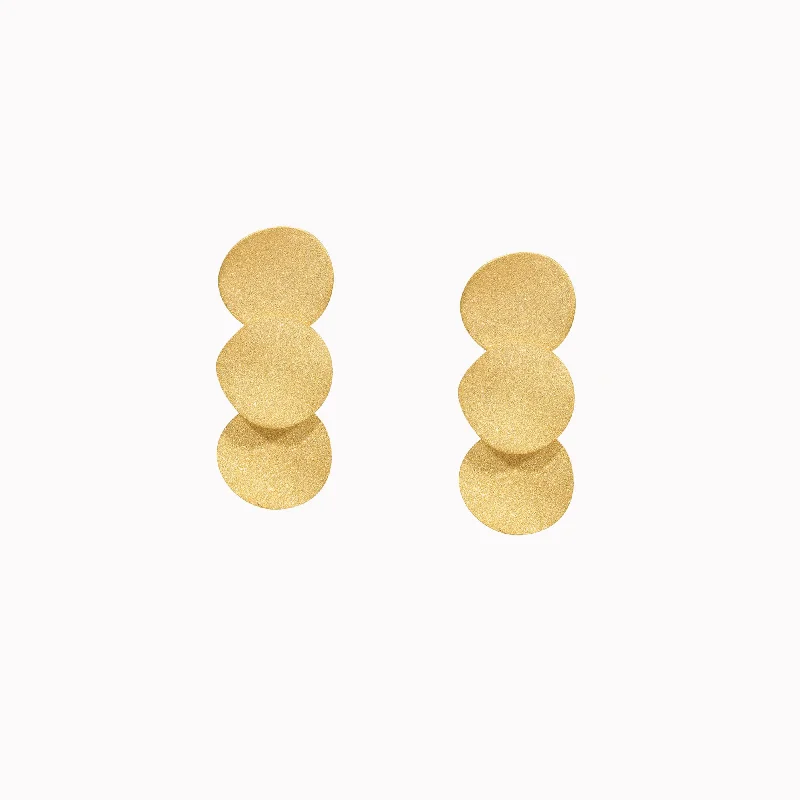 white topaz stacking rings Sand Trio Disc Drop Earrings