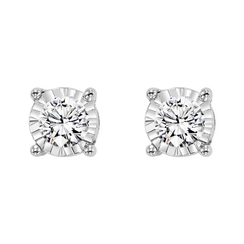 Tru-Reflection Diamond Solitaire Starburst Stud Earrings