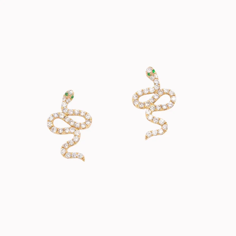 adjustable toe ring silver Tsavorite Diamond Snake Studs