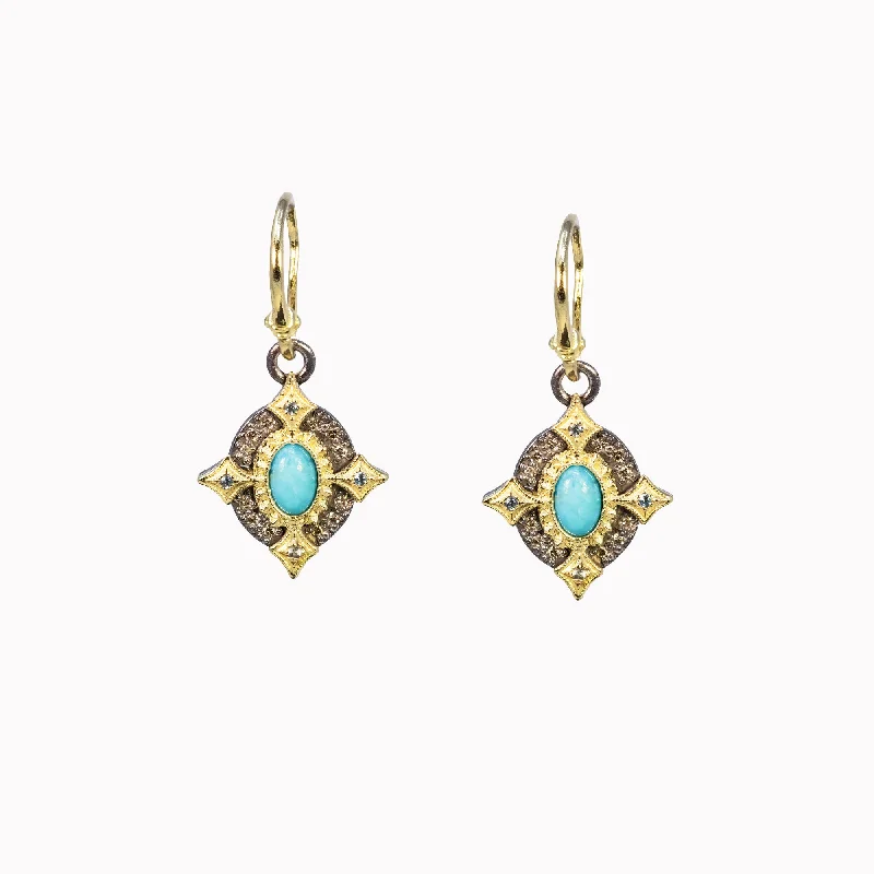 minimalist chain anklet gold Turquoise & London Blue Topaz Crivelli Hook Earrings