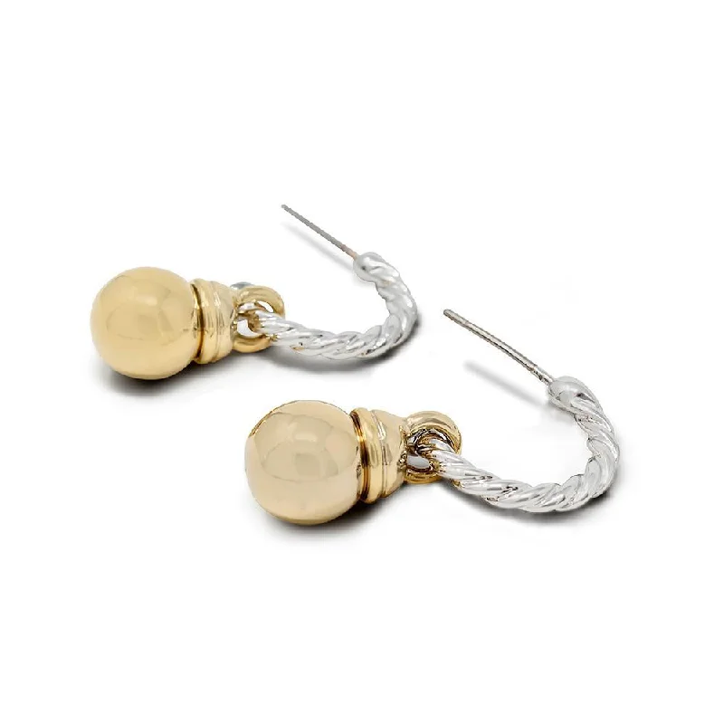 rose quartz bracelet healing Two Tone Cable Earrings Gold Plated Ball