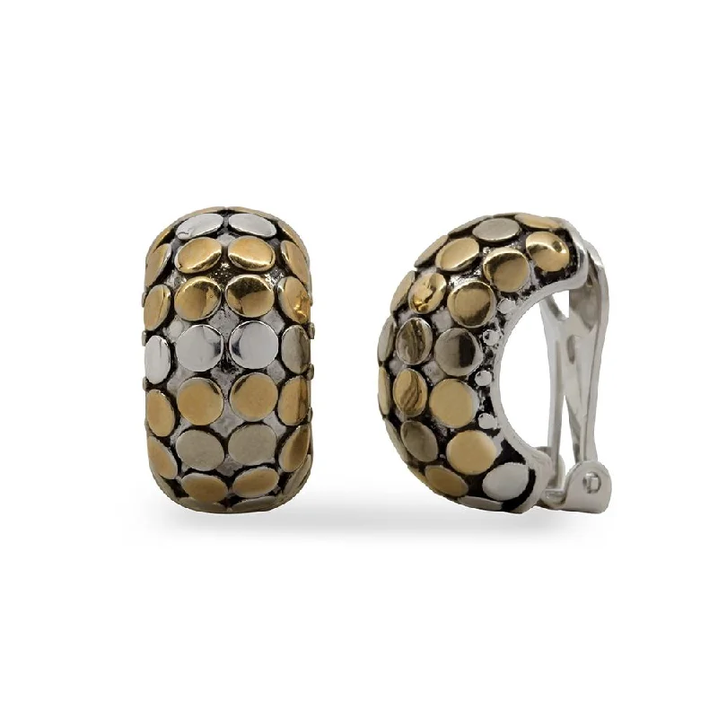 bezel set engagement ring modern Two Tone Hoop Earring Dots Clip On