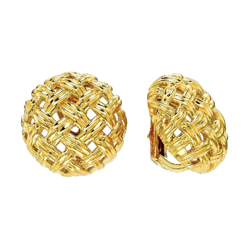 gold-plated figaro chain Vannerie Large Button Earrings