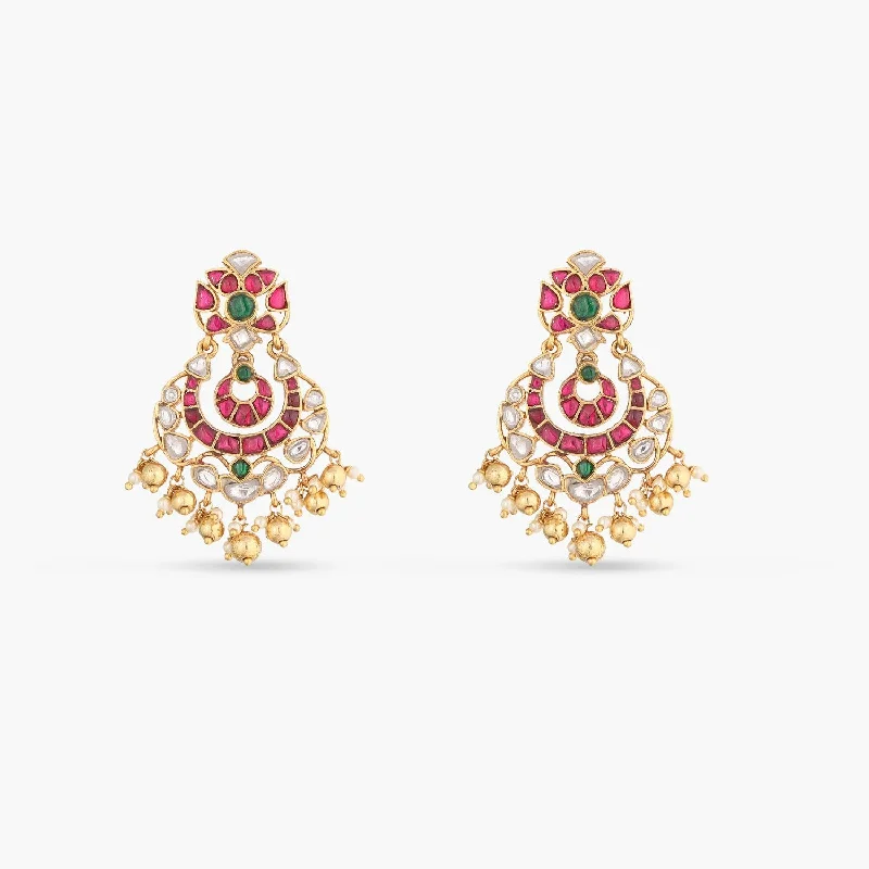 Vasu Kempu Jadau Silver Chandbali Earrings