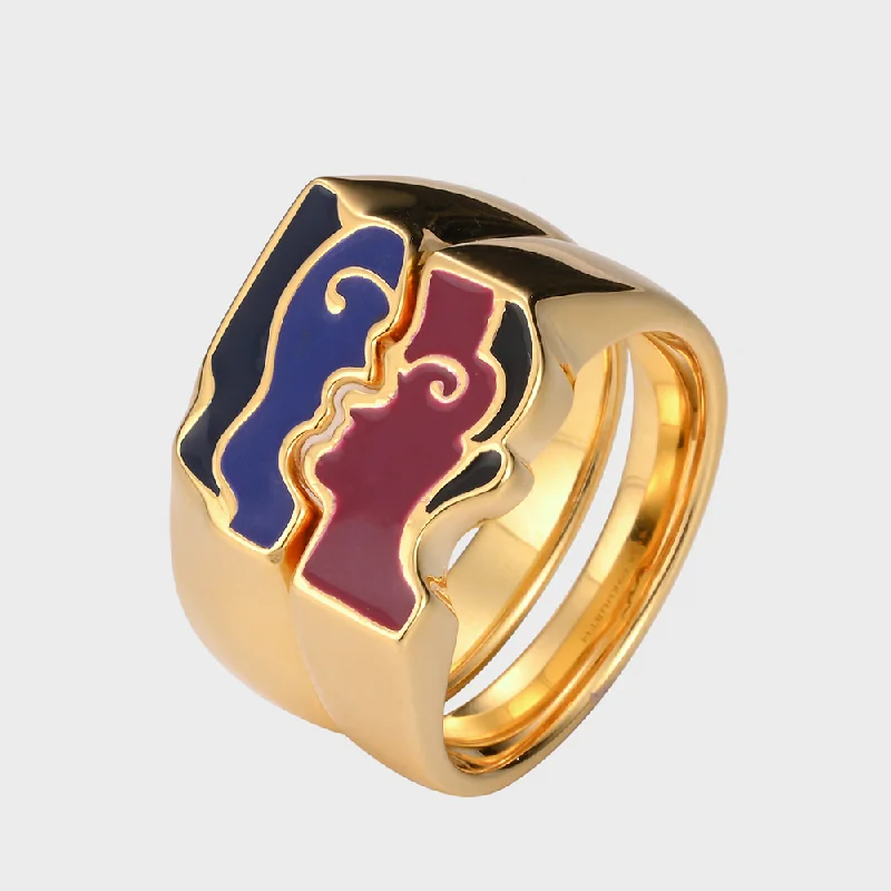 minimalist rose gold stacking rings View into a Cafe - Gold Ring