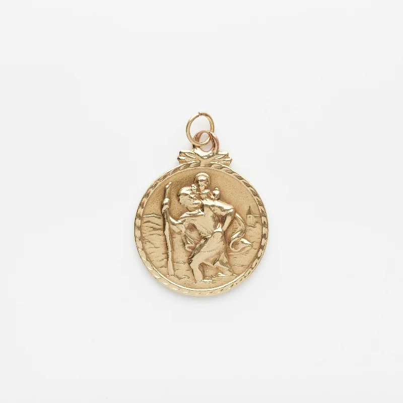 vintage pearl cluster earrings Vintage 9k Solid Yellow Gold St. Christopher Pendant