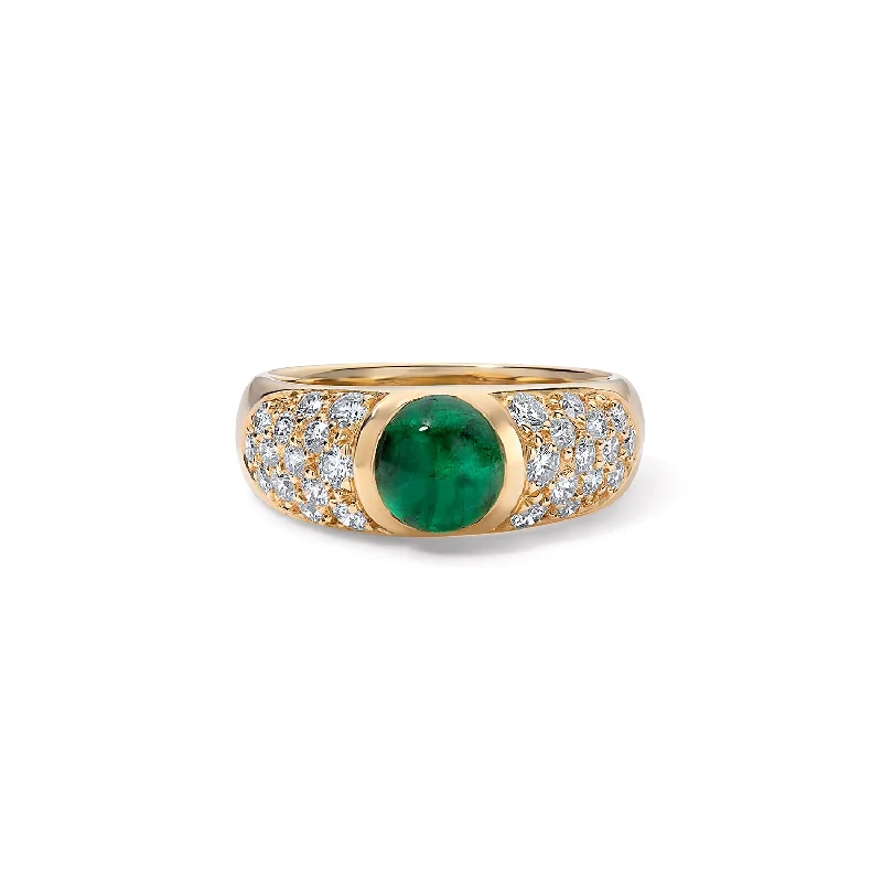 Celtic knot wedding band Vintage Cabochon Emerald and Diamond Ring