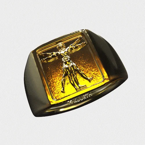 personalized photo locket necklace Vitruvian Man - Gold Ring V2