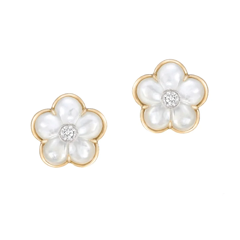 white opal engagement ring White Mother-of-Pearl Fiore Stud Earrings