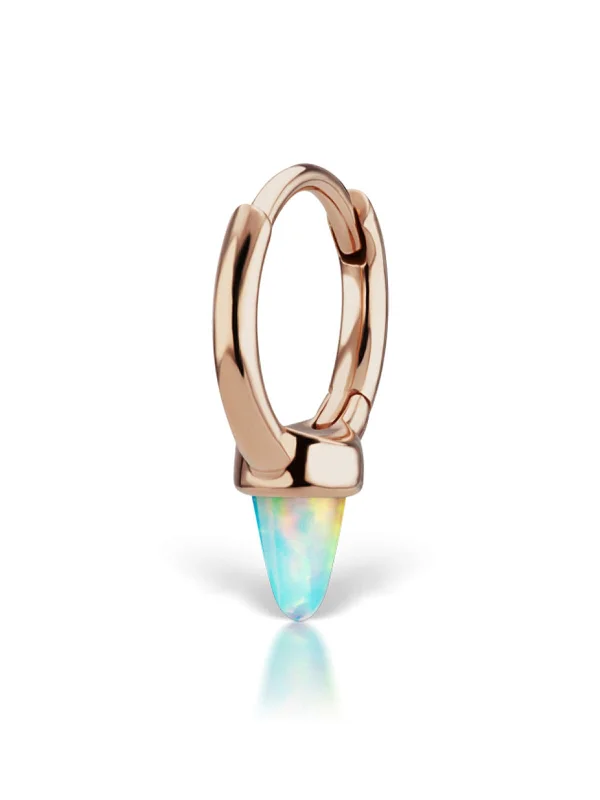 White Opal Spike Rose Gold Single Hoop Earring