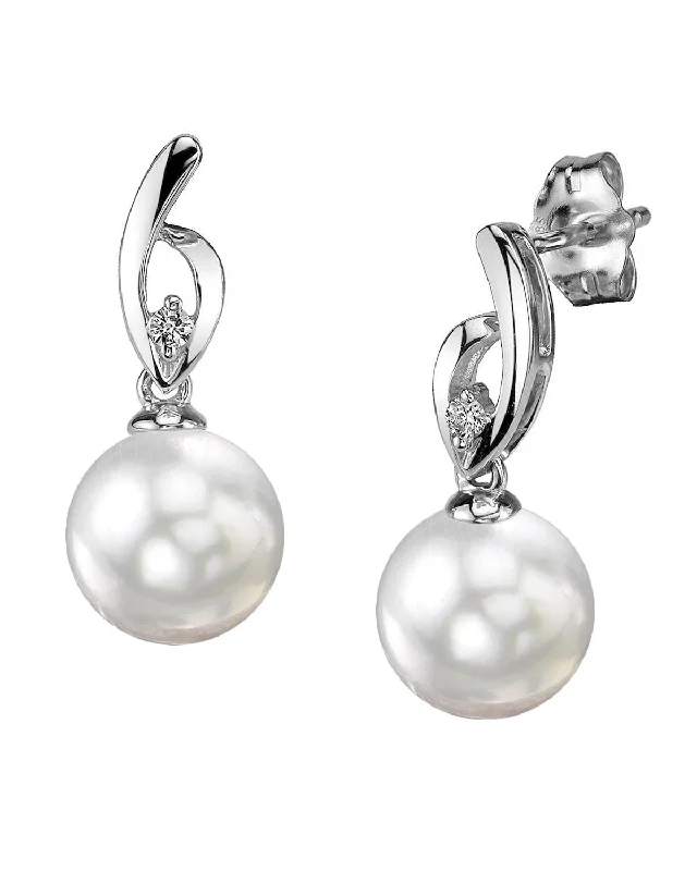 White South Sea Pearl & Diamond Asterie Earrings