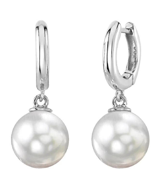 White South Sea Pearl Poise Hoop Earrings