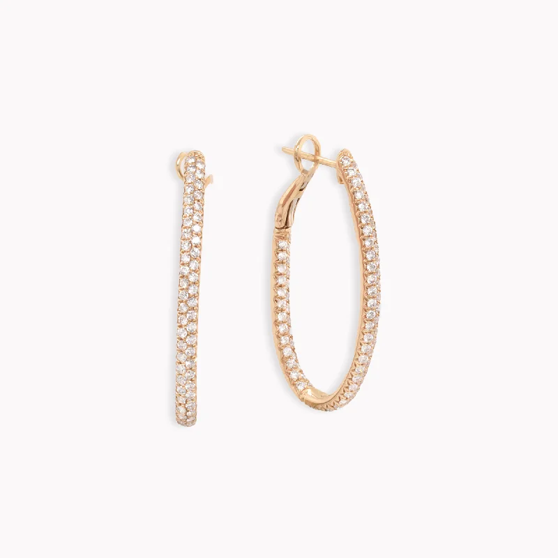 handmade gemstone anklet boho Wide Pavé Diamond Oval Hoops