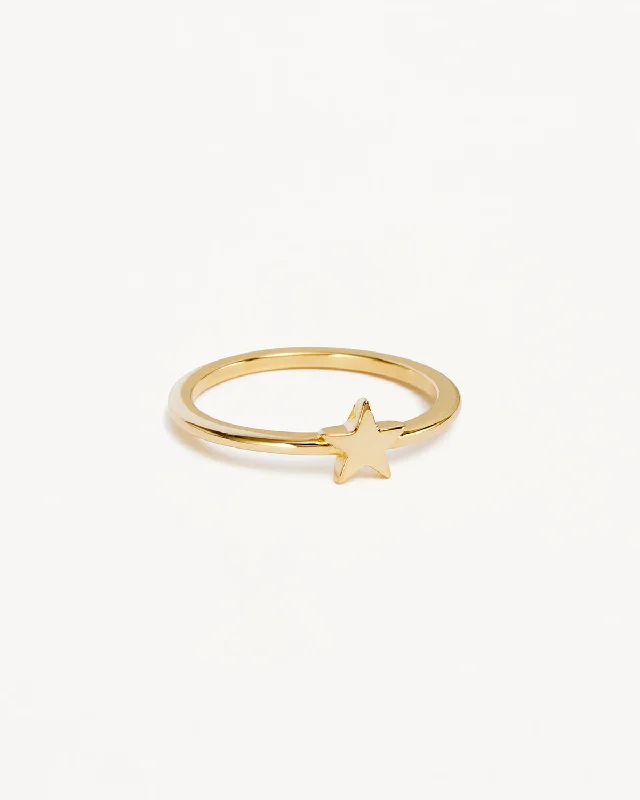 hammered silver wedding band 9k Solid Gold Wishing on a Star Ring