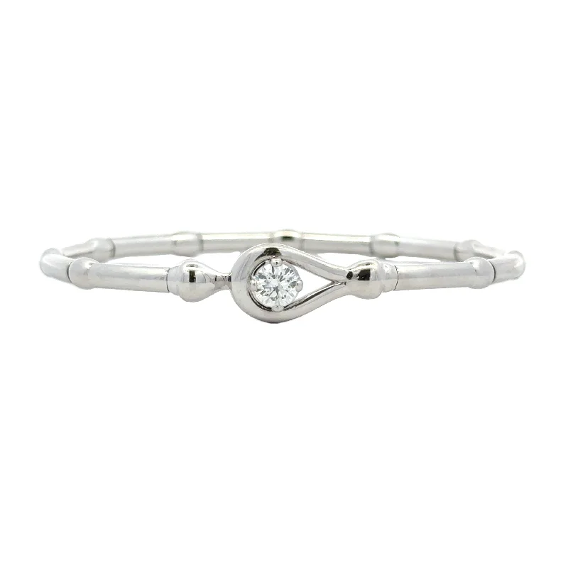 14k gold nose ring hoop 14K White Gold Bangle Bracelet with Diamond