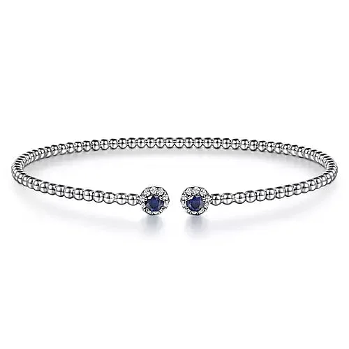 gold-plated chain necklace with charms 14K White Gold Bujukan Sapphire and Diamond Split Bangle