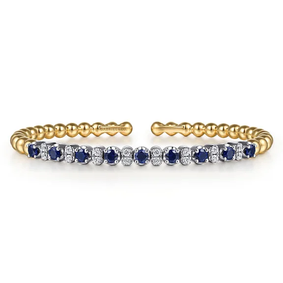 vintage flower brooch pin 14K White & Yellow Gold Bujukan Diamond and Sapphire Split Bangle Bracelet