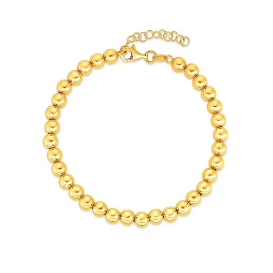 14K Yellow 5.00 mm Bead Bracelet Size 7.25